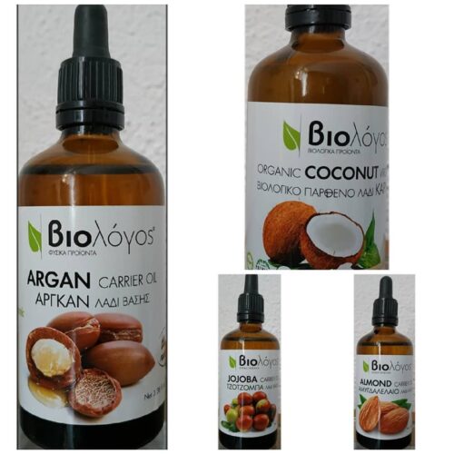 λάδια βάσης καρύδα, αρκγκάν, τζοτζόμπα, αμυγδαλέλαιο